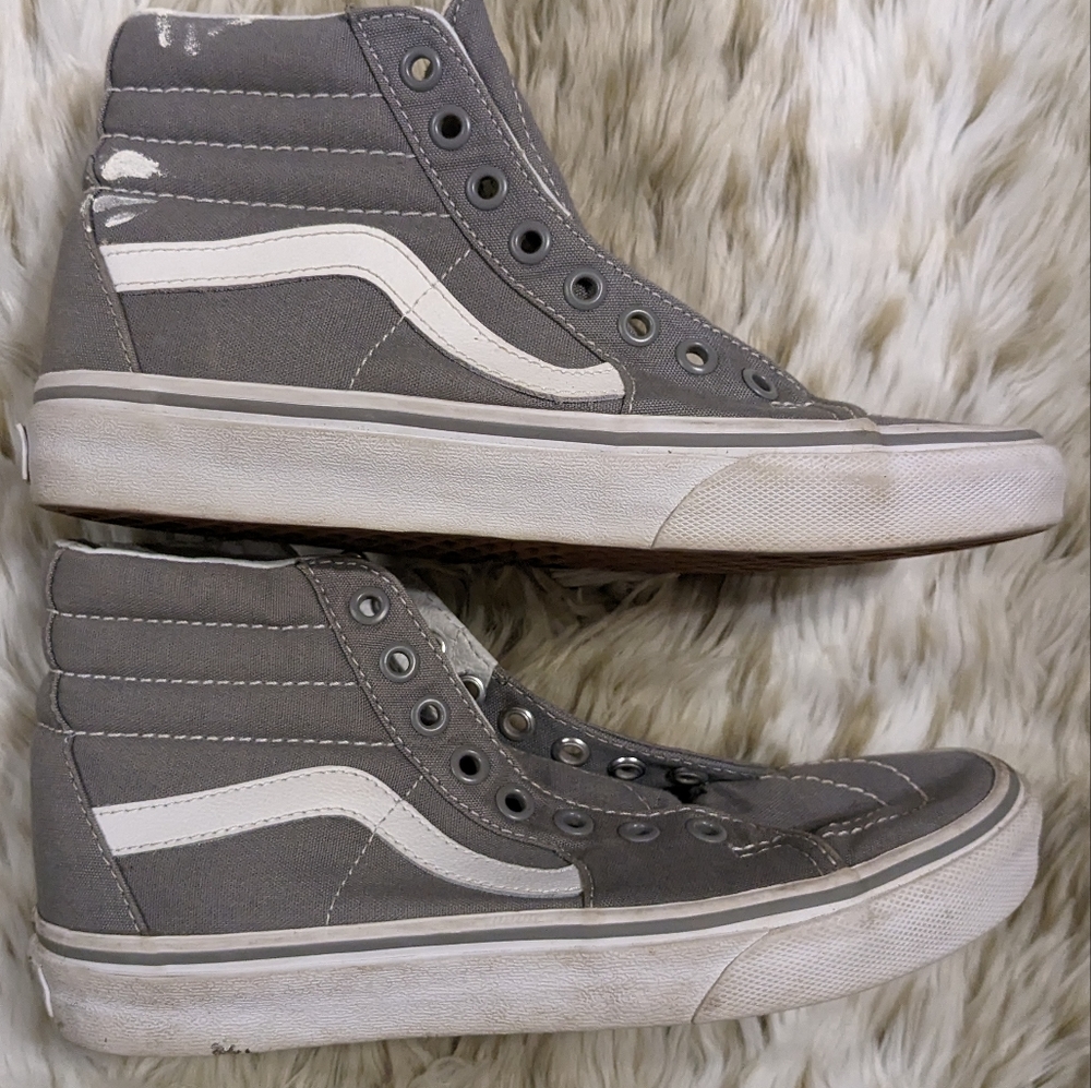 Vans Off The Walls Sk8-Hi Grey Washed Canvas Sneakers size men's 5 women's 6.5